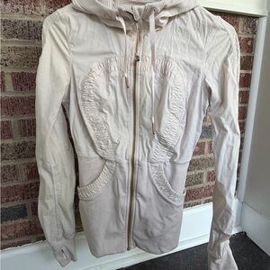 lululemon athletica Cream Hooded Zip Bomber Jacket